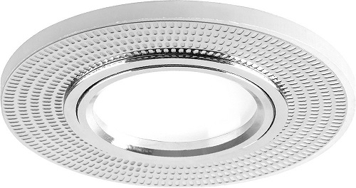 Светильник встраиваемый Feron со светодиодной подсветкой 4000К MR16 G5.3 белый матовый хром CD956 фото Светильник встраиваемый Feron со светодиодной подсветкой 4000К MR16 G5.3 белый матовый хром CD956 картинка